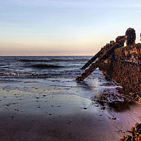 Buy canvas prints of Withernsea Groynes at Sunset by Sarah Couzens