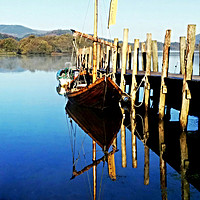 Buy canvas prints of Derwent Water Boat by Sarah Couzens