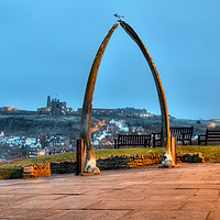 Buy canvas prints of Whitby Whalebone Blue Hour by Sarah Couzens