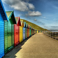 Buy canvas prints of Whitby Beach Huts by Sarah Couzens