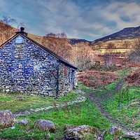 Buy canvas prints of Bark House Mountain Hut by Sarah Couzens