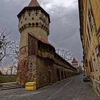 Buy canvas prints of Fortress wall with three towers Sibiu Romania by Adrian Bud