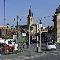 Buy canvas prints of Old Town Sibiu Romania View from Cibin Bridge by Adrian Bud