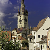 Buy canvas prints of Evangelical Cathedral Sibiu Romania tower on inten by Adrian Bud