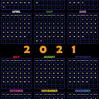 Buy canvas prints of 2021 Annual Planner Calendar on black editable space by Adrian Bud