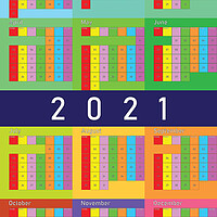 Buy canvas prints of 2021 calendar planer organizer colorful PASTEL by Adrian Bud