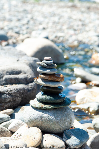Pebbles Tower And Stream Picture Board by James Lavott