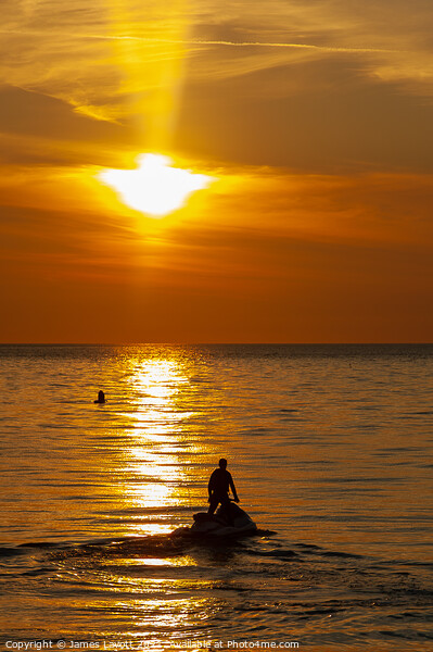 Jet Ski At Sunset Picture Board by James Lavott