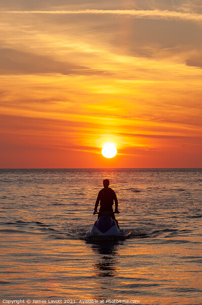 Jet Ski Home By Sunset Picture Board by James Lavott