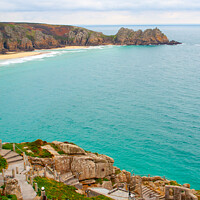 Buy canvas prints of Porthcurno Beach From Minack by James Lavott