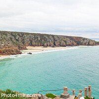 Buy canvas prints of Porth Curno Panorama From Minack  by James Lavott