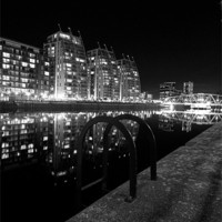 Buy canvas prints of The Lights Of Salford Quays by James Lavott