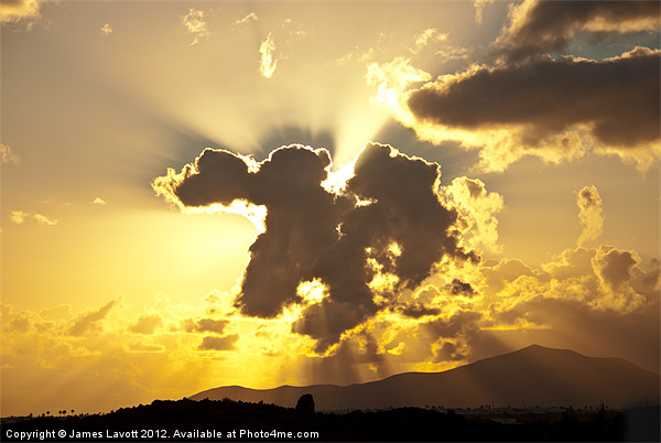 Sunburst Over Lanzarote Picture Board by James Lavott