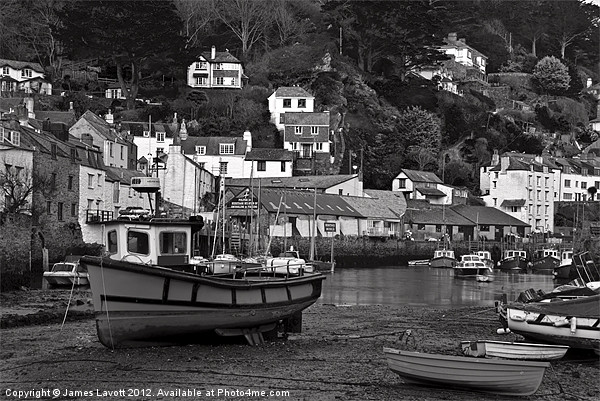 Fishing Boats On The Mud In Polperro Picture Board by James Lavott