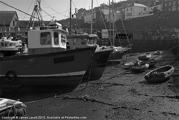 Mevagissey Boats On The Sand Picture Board by James Lavott