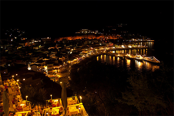Parga By Night Picture Board by James Lavott