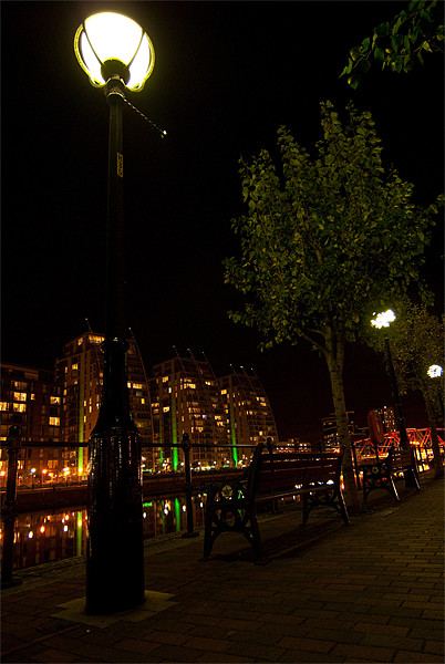 Salford Quays By Night Picture Board by James Lavott