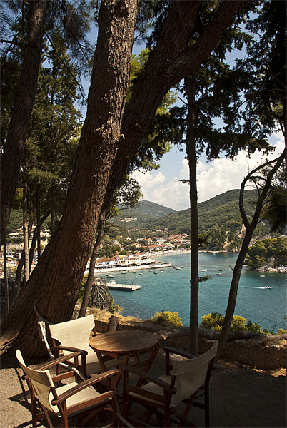 Seats Over Parga Bay Picture Board by James Lavott
