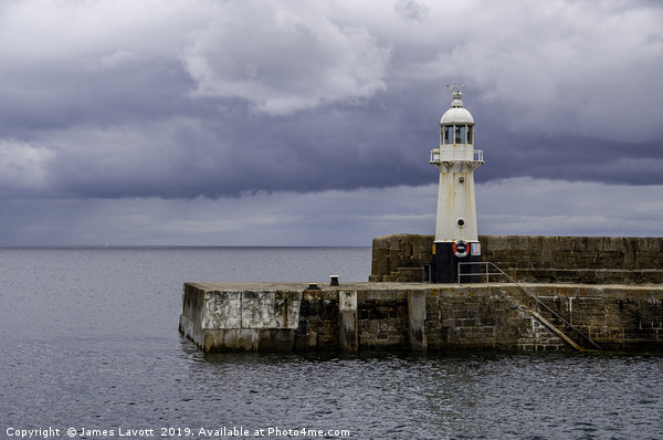 Storm Over Mevagissey Lighthouse Picture Board by James Lavott