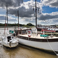 Buy canvas prints of Boats Moored on Woodbridge Bank    by Moty Dimant