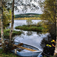 Buy canvas prints of Blue Boat by Loch Ruthven by Jacqi Elmslie