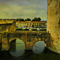 Buy canvas prints of Medieval Moat and Walls, Aigues Mortes by Jacqi Elmslie