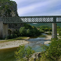 Buy canvas prints of Railway Bridge, Anduze, France by Jacqi Elmslie