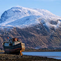 Buy canvas prints of Ben Nevis and Boat by Jacqi Elmslie