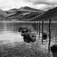 Buy canvas prints of Scafell and Wastwater in Black and White by Jacqi Elmslie