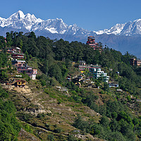 Buy canvas prints of View of the Himalayas from Nagarkot Nepal by Jacqi Elmslie
