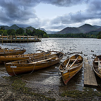 Buy canvas prints of Derwentwater Boats at Lakeside by Jacqi Elmslie