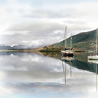 Buy canvas prints of Loch Leven Boats on Misty Morning by Jacqi Elmslie