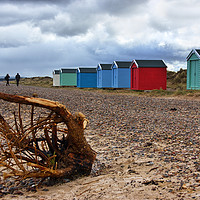 Buy canvas prints of Not Beach Hut Weather at Findhorn Beach  by Jacqi Elmslie