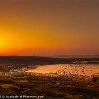 Buy canvas prints of Sunset Over Mellieha Bay by Jim kernan