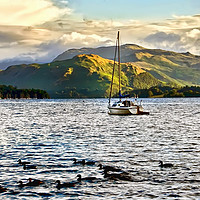 Buy canvas prints of Boating on Lake Ullswater by Jim kernan