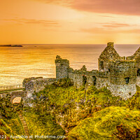 Buy canvas prints of Majestic Dunluce Castle at Sunset by David McFarland