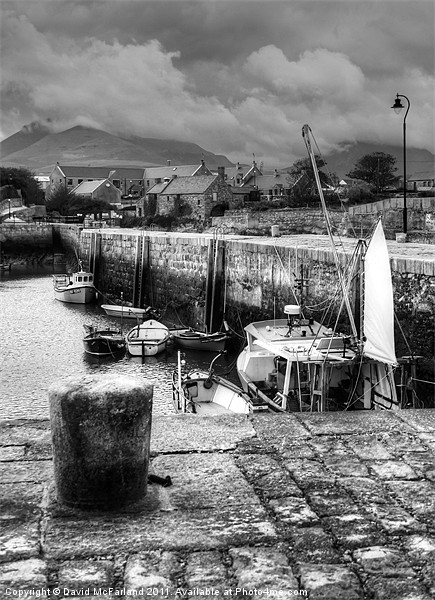 Sheltering in Annalong Harbour Picture Board by David McFarland