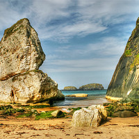 Buy canvas prints of Secluded Cove at Ballintoy by David McFarland