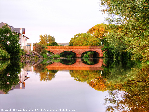 Dawn reflections at Margy Bridge Picture Board by David McFarland