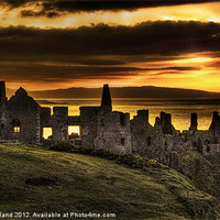 Buy canvas prints of Sunset over Dunluce Castle, Northern Ireland by David McFarland