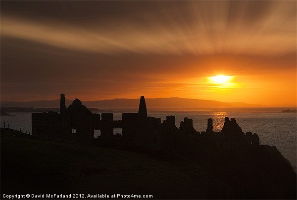 Dunluce Castle sunset Picture Board by David McFarland