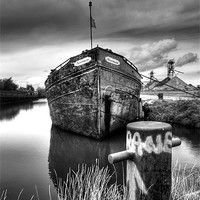 Buy canvas prints of The sand barge tied up by David McFarland