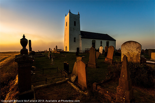 Summer evening at Ballintoy Church Picture Board by David McFarland