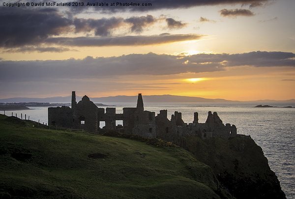 Sunset over Dunluce Castle Picture Board by David McFarland