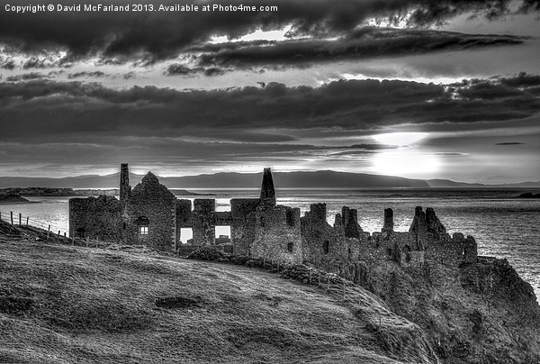 Dunluce Castle mono Picture Board by David McFarland