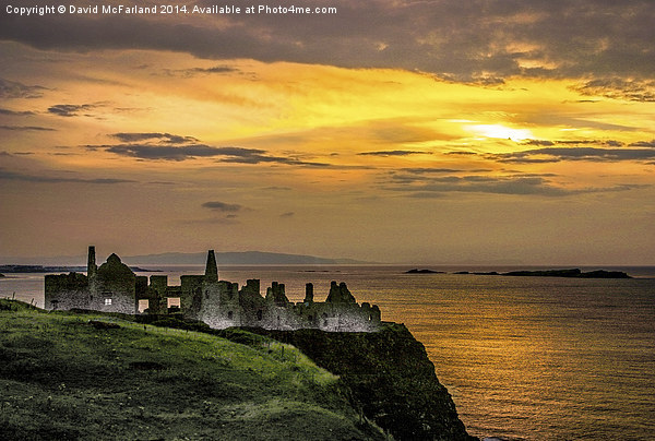  Illuminated Dunluce Castle Picture Board by David McFarland