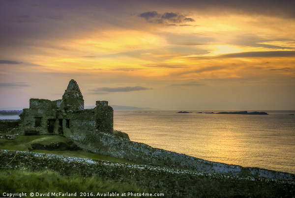 Sundown at the Dunluce Castle Picture Board by David McFarland