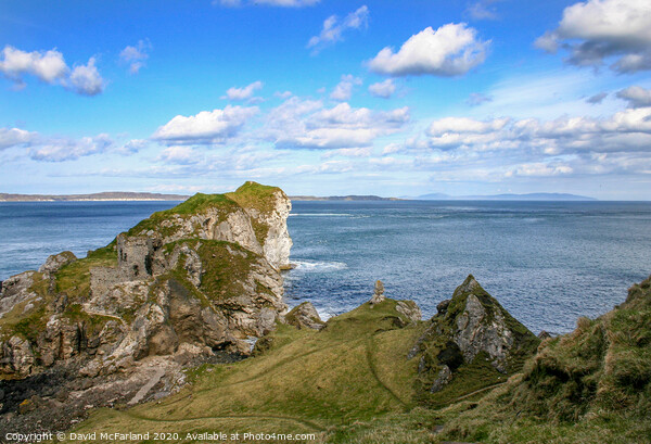 Kinbane Head and Castle Picture Board by David McFarland