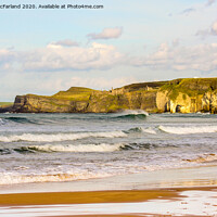 Buy canvas prints of Dunluce Castle and the White Rocks beach, Northern by David McFarland