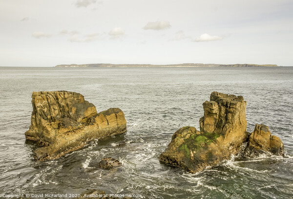 Rocks and Rathlin, Northern Ireland Picture Board by David McFarland